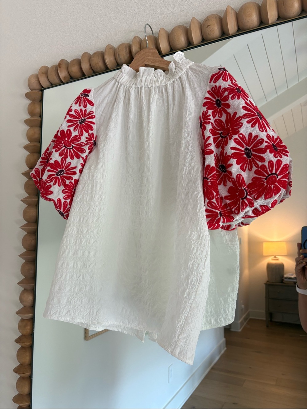Women’s blouse - floral puff sleeves